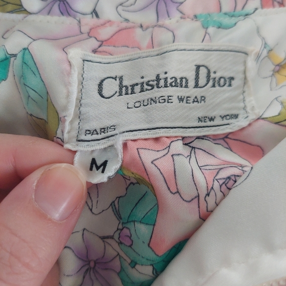 Christian Dior Vintage Lounge Wear nightgown Medium tie neck floor length - Picture 2 of 15